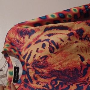 5 For $20 Rainbow tie dye trippy tiger long sleeve crewneck sweater